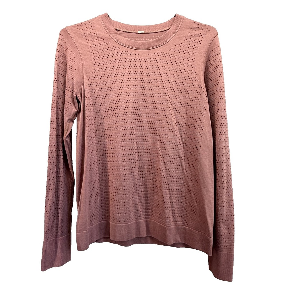 Lululemon Breeze By Long Sleeve Top Mesh Perforated Running Shirt 6 Dusty Rose - Picture 2 of 11